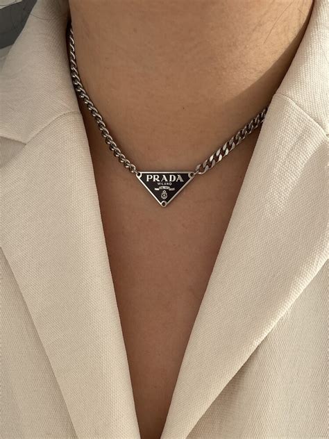 prada neckalce|prada symbol necklace.